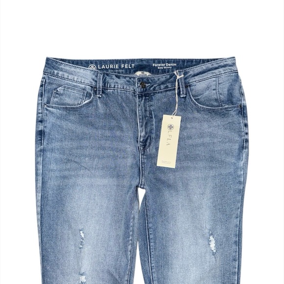 NWT Laurie Felt Forever Denim Easy Skinny Destructed Jeans Women’s 16 Raw Hem - Picture 4 of 11